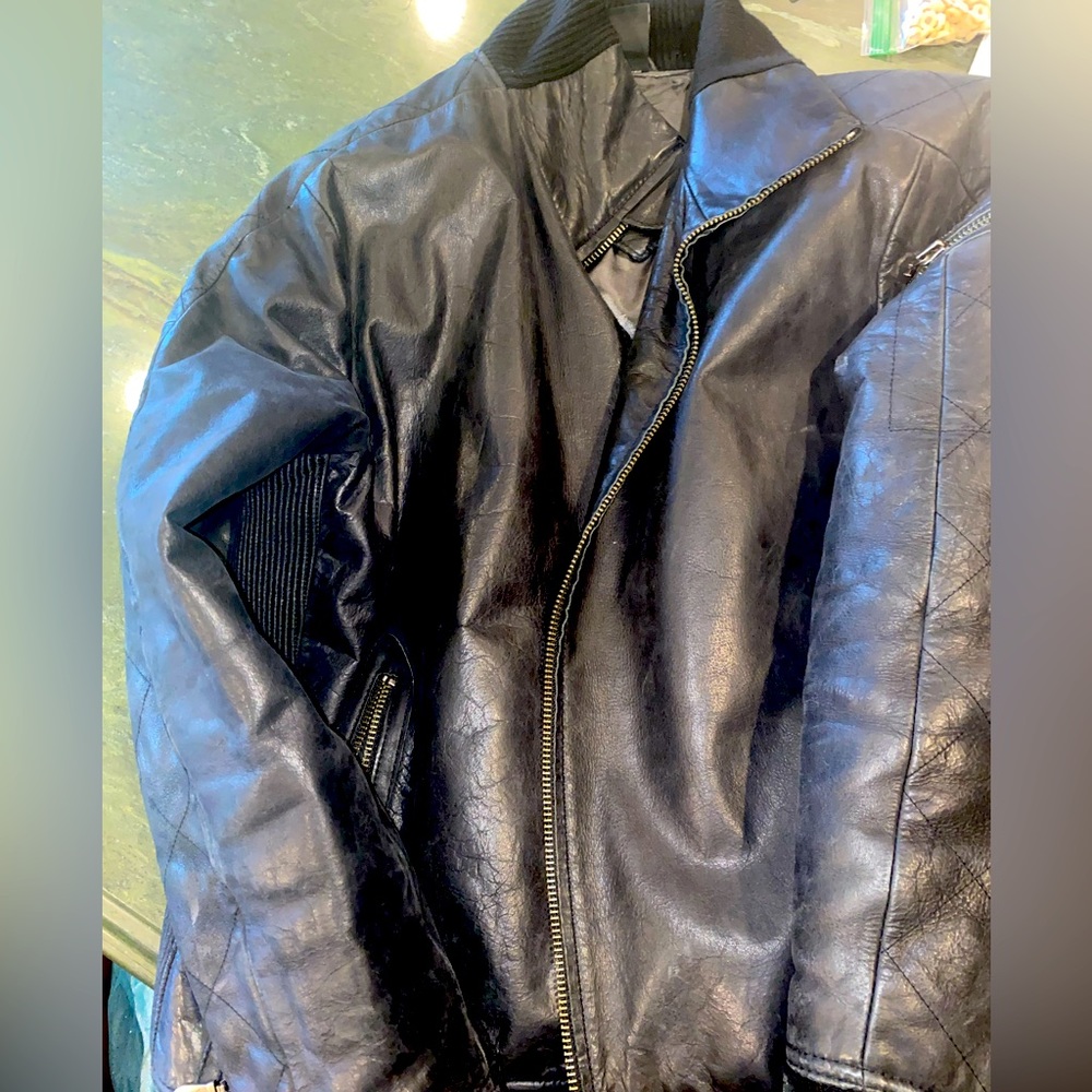 Black leather jacket by Jordan.